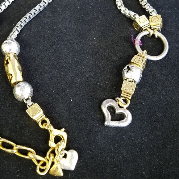 Vintage OLCI Box Chain and Bead Charm Necklace Goldtone - Silvertone Jewelry 20" - Picture 2 of 2